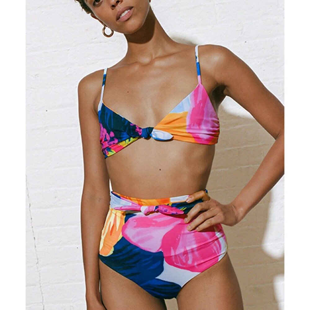 NWOT Mara Hoffman Multicolor Floral Bikini Top